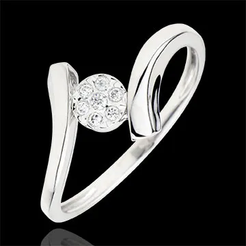 Solitär Ring Kostbarer Kokon - Glanzstück - Weißgold - 9 Karat