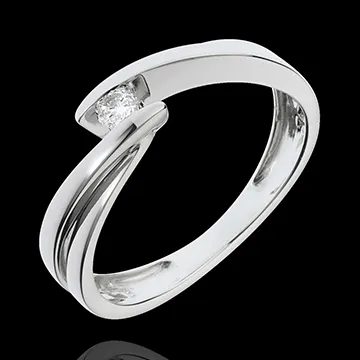 Solitär- Ring Kostbarer Kokon - Undine - Weißgold -1 Diamant 0.07 Karat - 18 Karat
