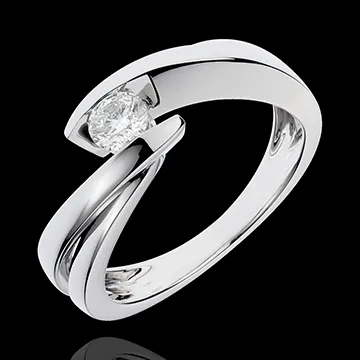 Solitärring Kostbarer Kokon - Undine - Weißgold - Diamant 0.27 Karat - 18 Karat