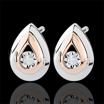 Ohrstecker Träne der Antilope - Roségold und Weißgold
