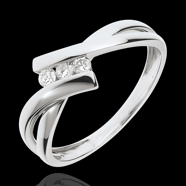 Trilogie Ring Kostbarer Kokon - Weißgold - 3 Diamanten