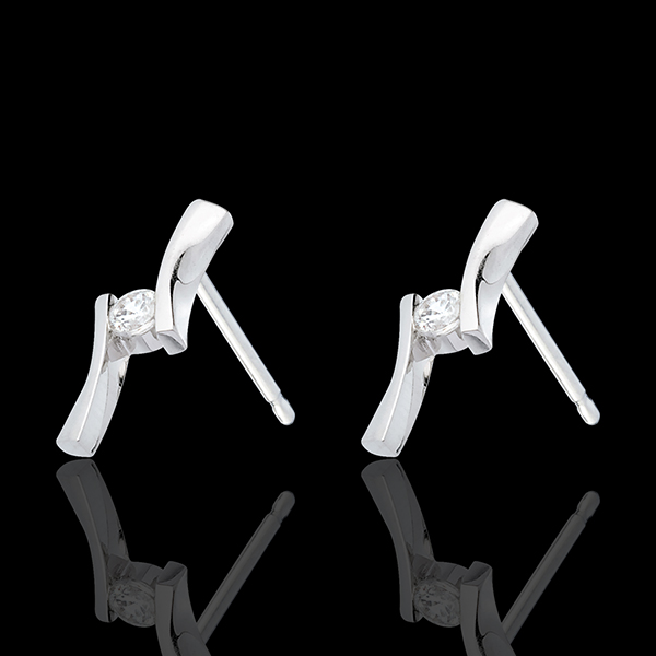 Ohrstecker Kostbarer Kokon -Diamantapostroph - Weißgold - 18 Karat 