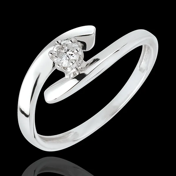 Solitär Ring Kostbarer Kokon - Orion - Weißgold - 18 Karat