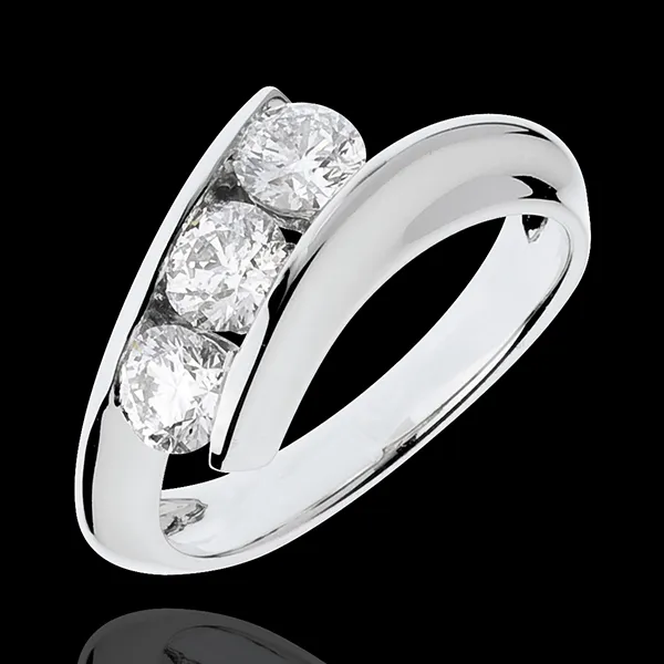 Trilogie Ring Kostbarer Kokon - Weiblichkeit - Weißgold - 3 Diamanten 1 Karat - 18 Karat