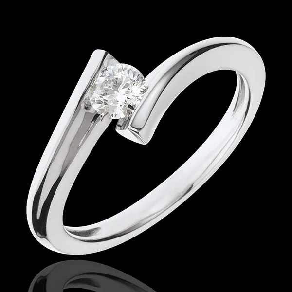 Solitär Ring Kostbarer Kokon - Mondfinsternis - Weißgold - 18 Karat