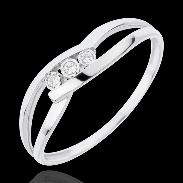 Trilogie Ring Kostbarer Kokon - Kuss der Liebe - Weißgold - 18 Karat