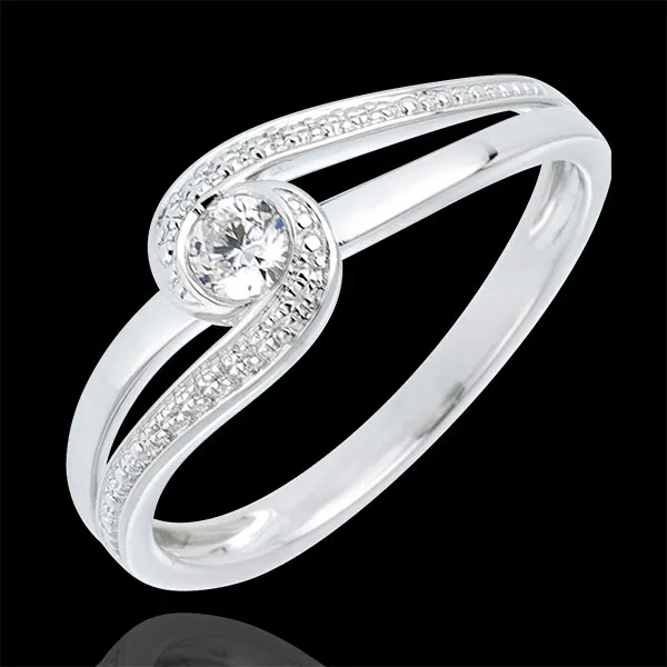 Ring Kostbarer Kokon - Teuerste - Weißgold - Diamant 0.12 Karat - 9 Karat