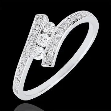 Trilogie Ring Kostbarer Kokon - Elyssa - Weißgold - 9 Karat