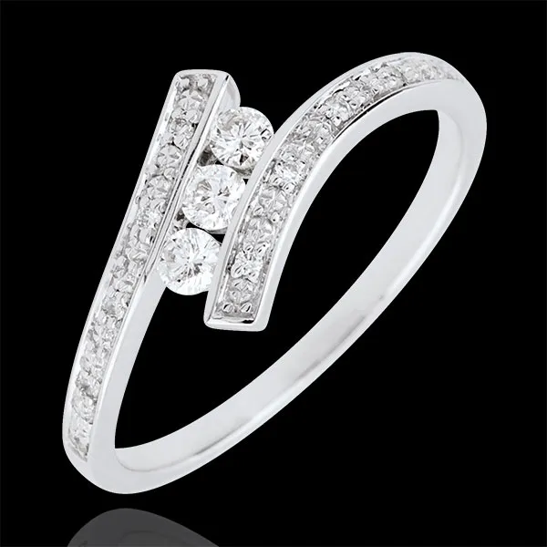 Trilogie Ring Kostbarer Kokon - Elyssa - Weißgold - 18 Karat