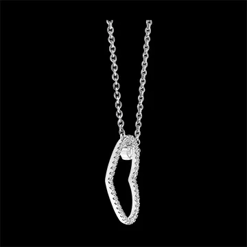 Halskette Kostbares Geheimnis - Geneigtes Herz - 18 Karat Weißgold und Diamanten
