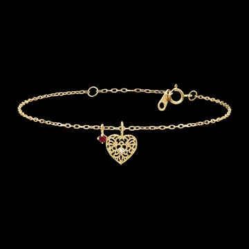 Flavia Armband – 9-karätiges Gelbgold, Diamant und synthetische Rubine
