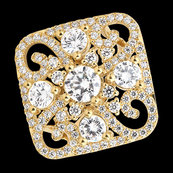 Eléandra Ring – 9-karätiges recyceltes Gelbgold und synthetische Diamanten