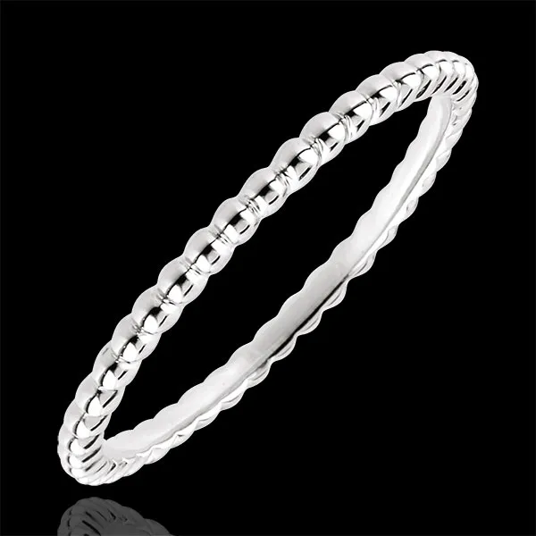 Obrączka Kwiat Solny - złoto białe 9-karatowe