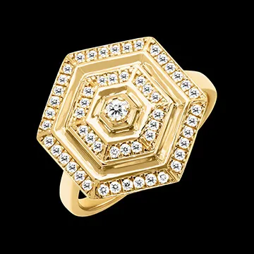 Hexad Ring - 9 karaat geelgoud met diamanten