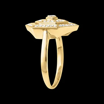 Hexad Ring - 9 karaat geelgoud met diamanten