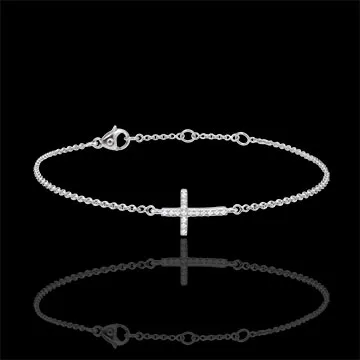 Kruis armband 9 karaat witgoud met Diamanten