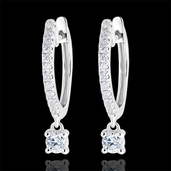 Creoolse oorbellen semi-pavé Frisheid - Petite Pampille - 18 karaat witgoud en diamanten
