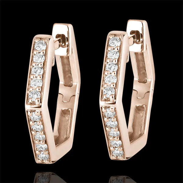 Creoolse Oorbellen Frisheid - Hexagonia - 9 karaat roségoud en diamanten