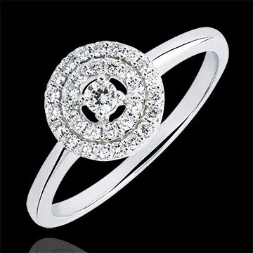 Verlovingsring Origine - Dubbele halo - 9 karaat witgoud met Diamanten