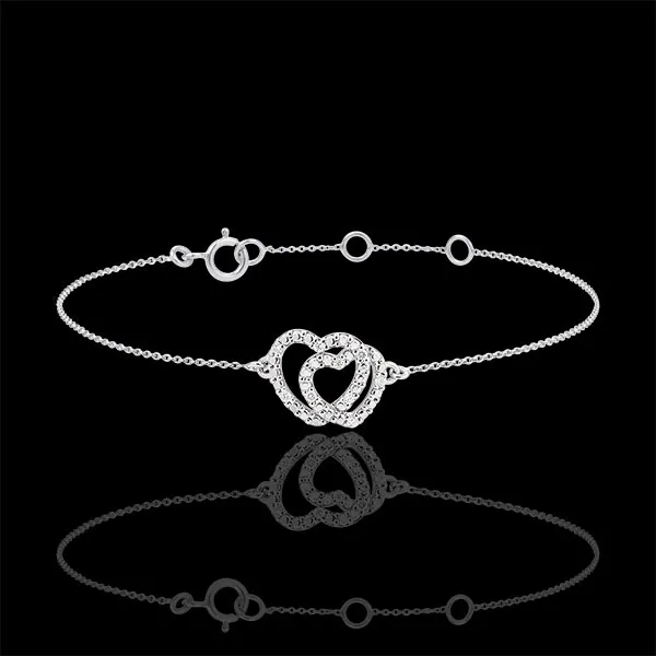 Armband witgoud met diamanten - Geweven Harten - 9 karaat goud