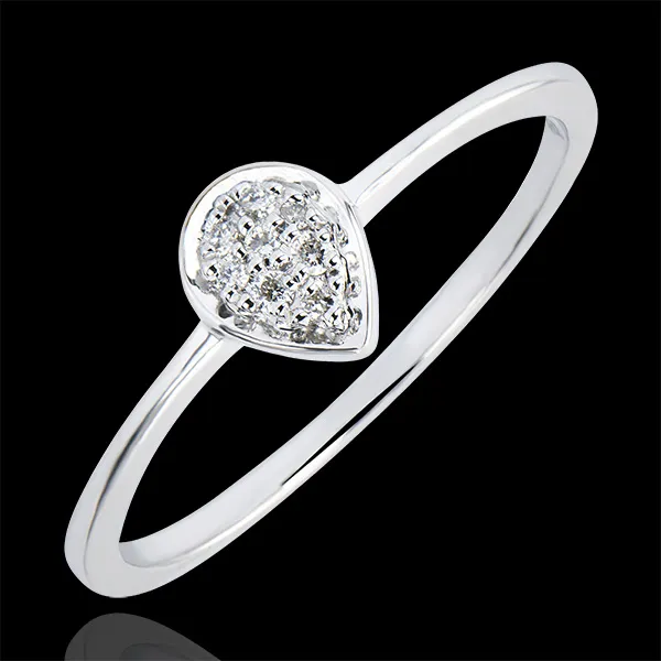 Ring Overvloed - Kostbare druppel - 9 karaat witgoud met diamanten