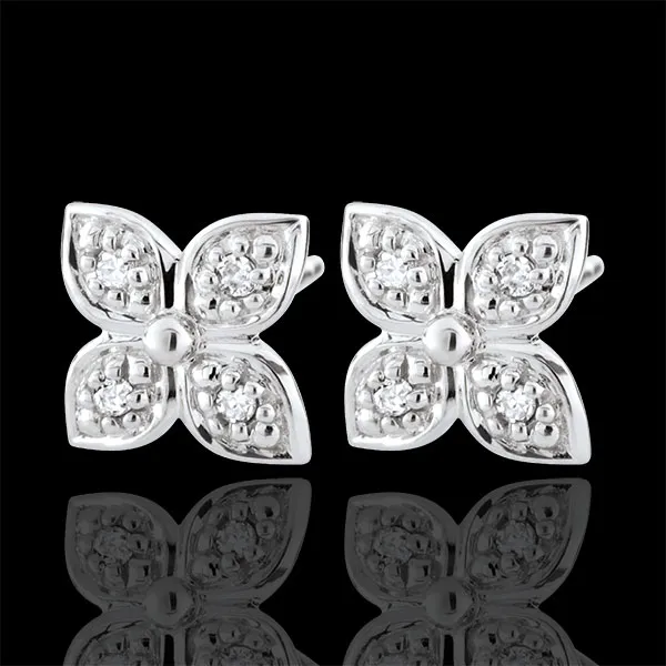Oorbellen Fleur d'eternite - 8 Diamanten - 9 karaat witgoud