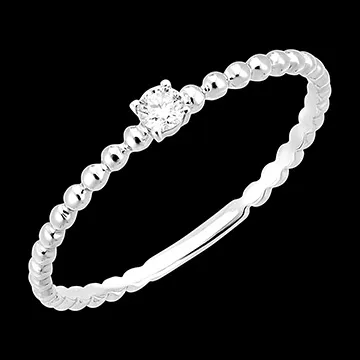 Frisheid Ring - Ronde Bel Solitair - 9 karaat witgoud en diamant