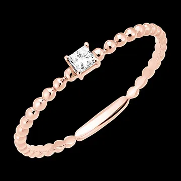 Frisheid Ring - Solitaire Bubble Prinses - 9 karaat roségoud en diamant