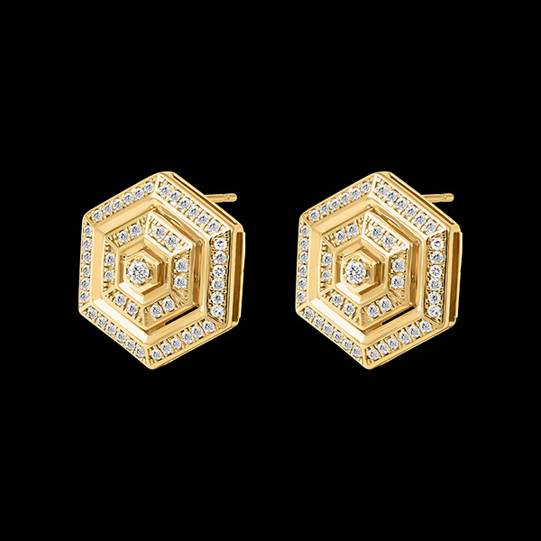 Hexad Oorbellen - 18 karaat geelgoud met diamanten