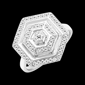 Hexad Ring - 18 karaat witgoud met diamanten