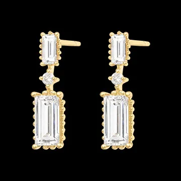 Lysane Hangende Oorbellen – 9 karaat geelgoud en synthetische diamanten