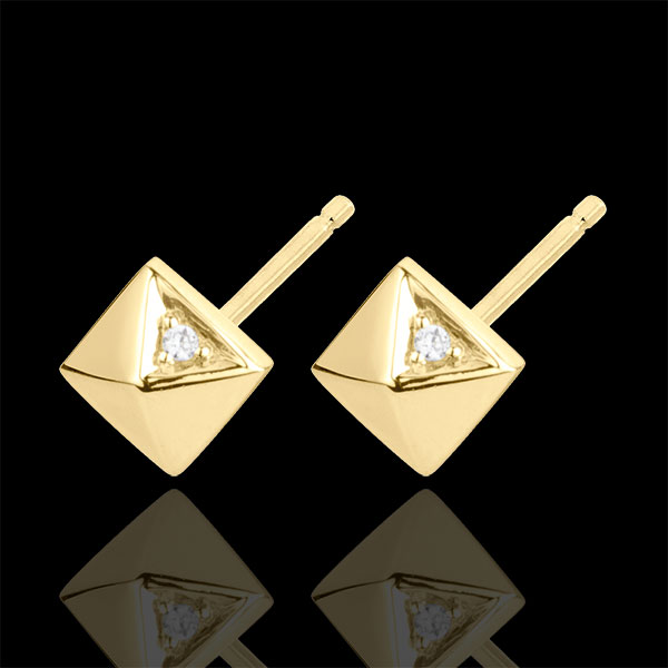 Oorbellen Genesis - Ruwe Diamanten -  9 karaat geelgoud
