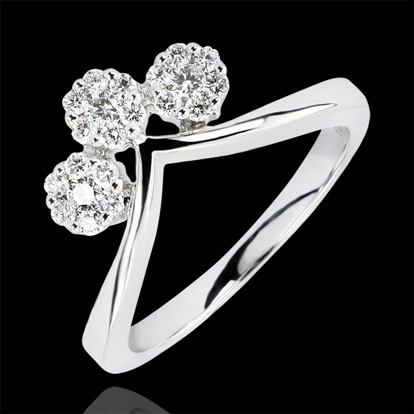 Ring Lentekriebels - Lenteknoppen - 9 karaat witgoud met Diamanten