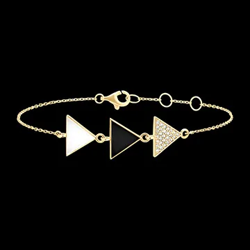 Frisheid Armband - Trio - 9 karaat geelgoud en diamanten