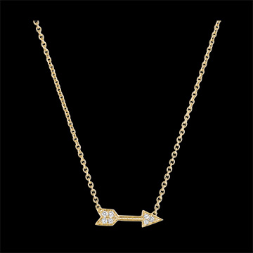 Halsketting Frisheid - Cupidon - 18 karaat geelgoud en diamanten