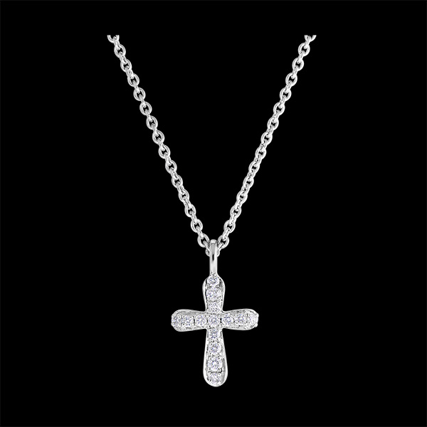Halsketting Frisheid - Diamanten Kruis - 9 karaat witgoud en diamanten