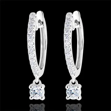 Creoolse oorbellen semi-pavé Frisheid - Petite Pampille - 9 karaat witgoud en diamanten