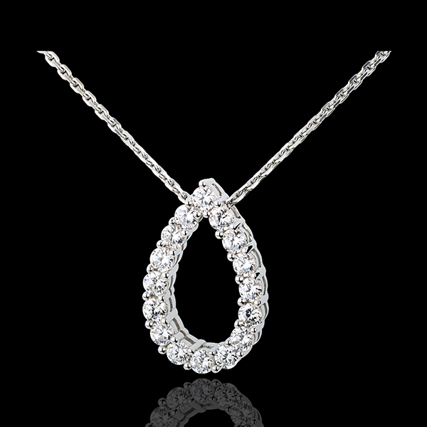Halsketting Gril 18 karaat witgoud - 1.05 karaat - 16 Diamanten