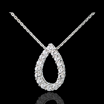 Halsketting Gril 18 karaat witgoud - 1.05 karaat - 16 Diamanten