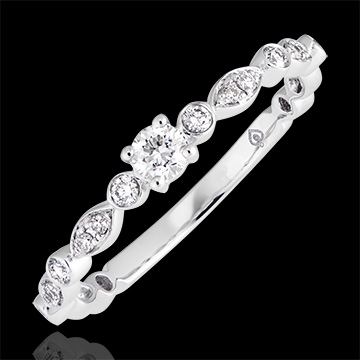 Verlovingsring Kleine hangers - witgoud 18 karaat en diamanten