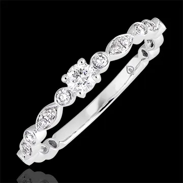 Verlovingsring Kleine hangers - wit goud 9 karaat en diamanten