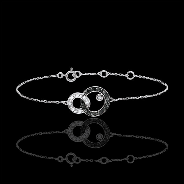 Armband Chiaroscuro - Maan Duo - 9 karaat witgoud - zwarte en witte Diamanten