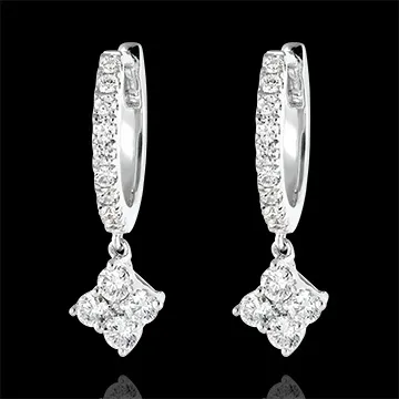 Creoolse oorbellen semi-pavé Frisheid - Dina - 9 karaat witgoud en diamanten