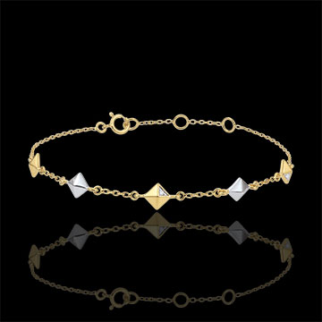 Armband Genesis - Ruwe Diamanten -  2 goudkleuren - 5 patronen - 9 karaat witgoud en geelgoud