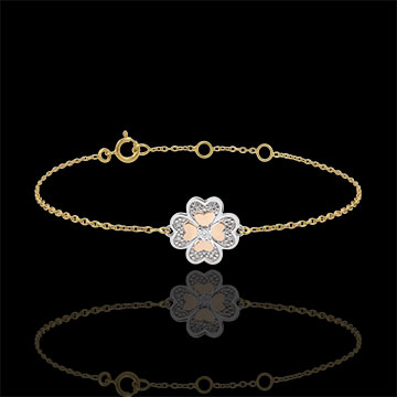 Armband Lentekriebels - Solitaire - 9 karaat 3 goudkleuren en Diamanten - Fonkelende Klaver