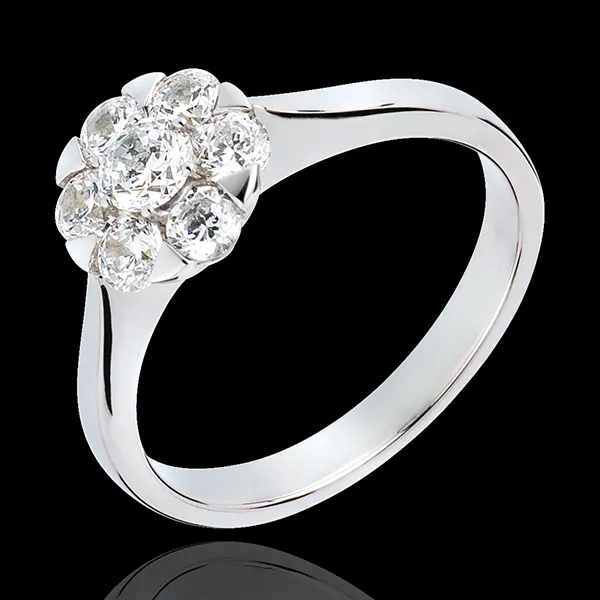 Ring Lentekriebels - Magnolia - 18 karaat witgoud - 0,88 karaat - 7 Diamanten