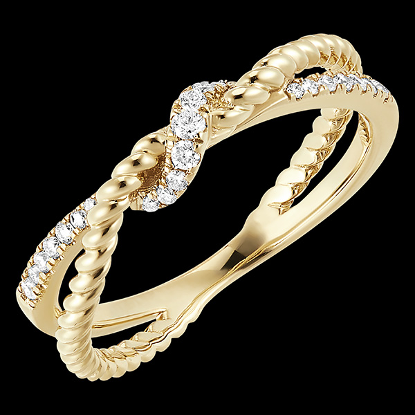 Ring Frisheid - Gouden Knoop - 18 karaat geelgoud en diamanten