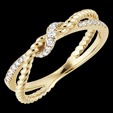 Ring Frisheid - Gouden Knoop - 9 karaat geelgoud en diamanten