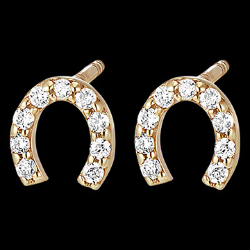 Oorbellen Frisheid - Lucky - 9 karaat geelgoud en diamanten