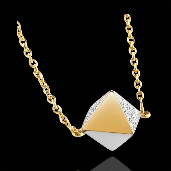 Halsketting Genesis - Ruwe Diamant - 3 goudkleuren - 18 karaat